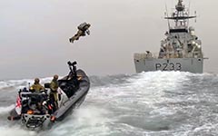 Royal Marine Commando jet suit Ship Underway Recovery training